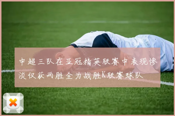 中超三队在亚冠精英联赛中表现惨淡仅获两胜全为战胜K联赛球队